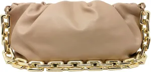 Women's Clutch Purse Bag | Cloud-Shaped Dumpling Chain Pouch | Ruched Chain Link Shoulder Handbag