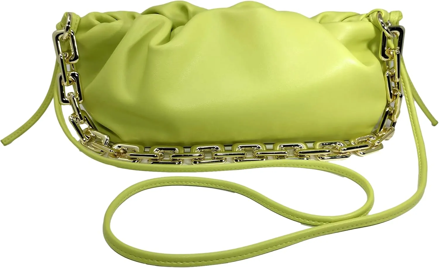 Women's Clutch Purse Bag | Cloud-Shaped Dumpling Chain Pouch | Ruched Chain Link Shoulder Handbag