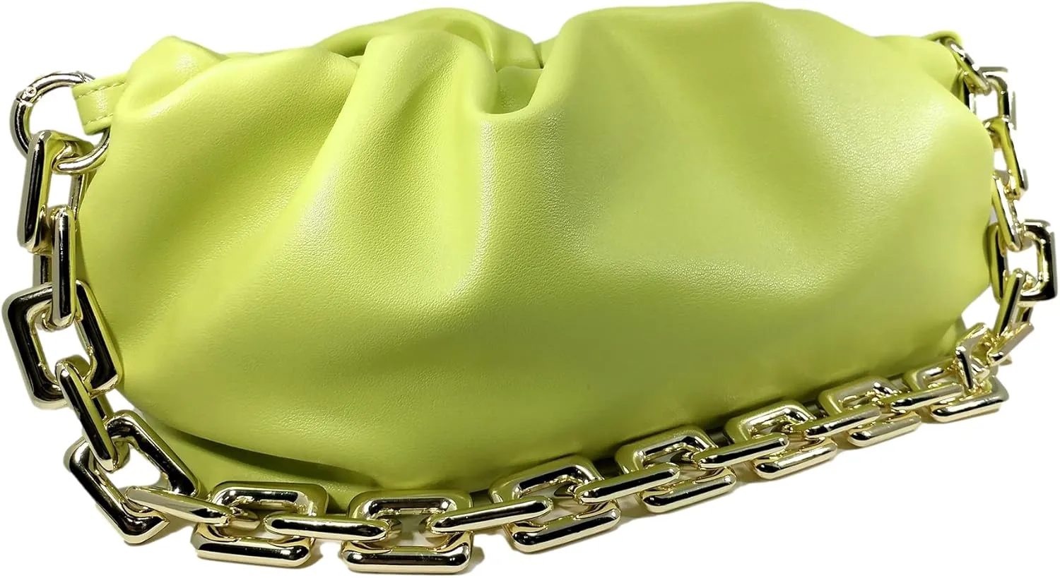Women's Clutch Purse Bag | Cloud-Shaped Dumpling Chain Pouch | Ruched Chain Link Shoulder Handbag