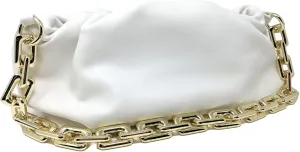 Women's Clutch Purse Bag | Cloud-Shaped Dumpling Chain Pouch | Ruched Chain Link Shoulder Handbag