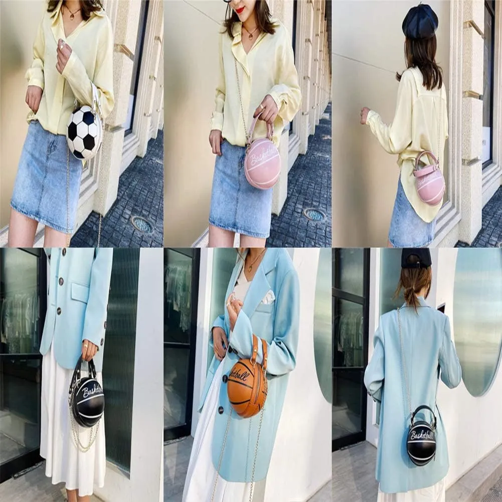 Women's Crossbody Bag Handle Tote Messenger Shoulder Bags Ball Shape PU Leather Round Handbags for Women