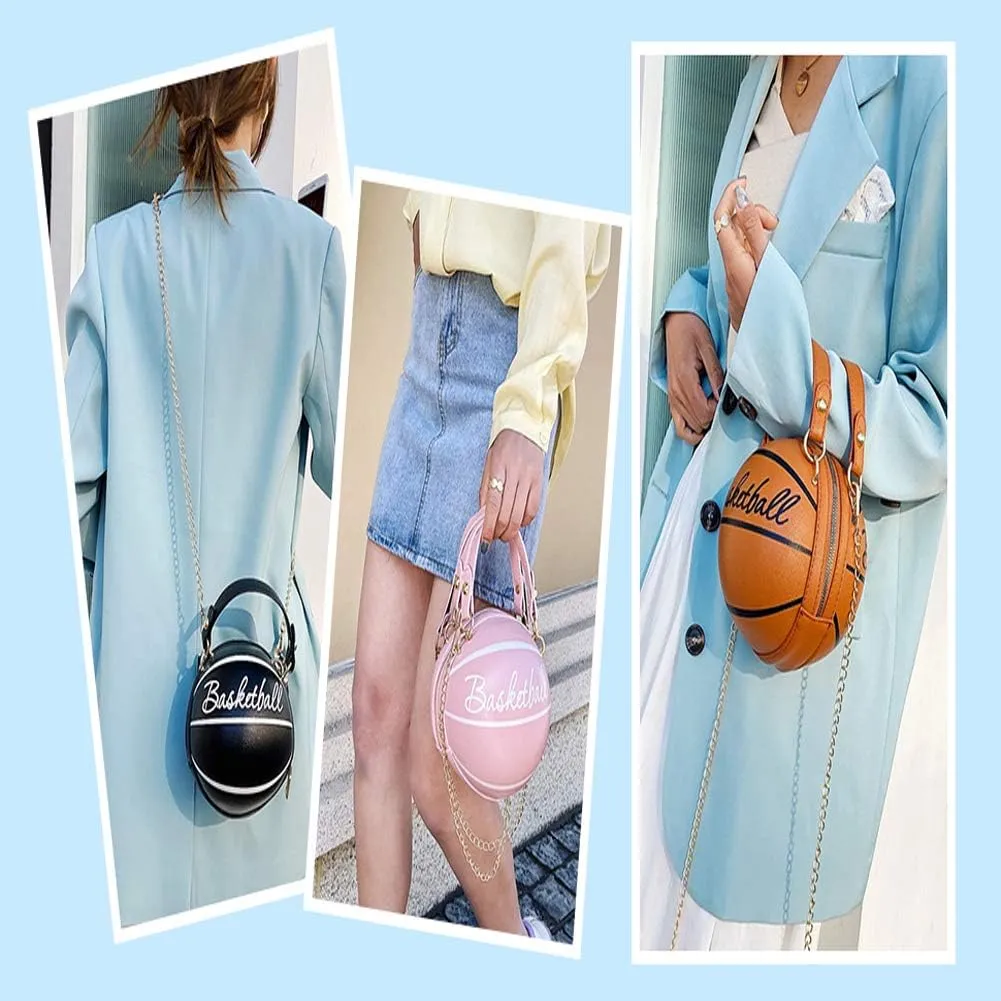 Women's Crossbody Bag Handle Tote Messenger Shoulder Bags Ball Shape PU Leather Round Handbags for Women