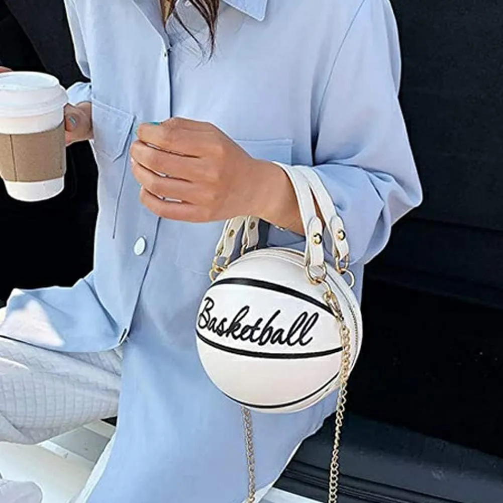 Women's Crossbody Bag Handle Tote Messenger Shoulder Bags Ball Shape PU Leather Round Handbags for Women