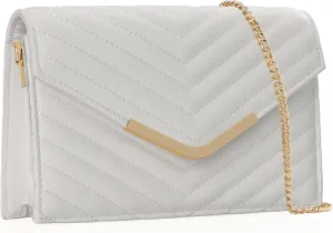 Women's Crossbody Bag - Vegan Leather Quilted Shoulder Purse,Detachable Chain Strap&Multi-Pockets for Everyday Use
