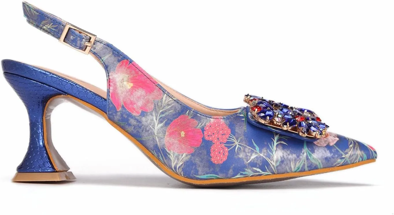 Women’s Designer Rhinestone Embellished Party Shoes and Purse Combo Comfortable Heels for Formal and Weddings