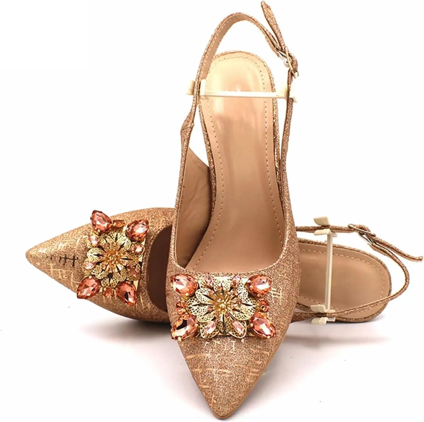 Women’s Elegant Crystal Embellished Wedding Shoes and Clutch Bag Set Luxury Heels for Formal Dinners and Receptions