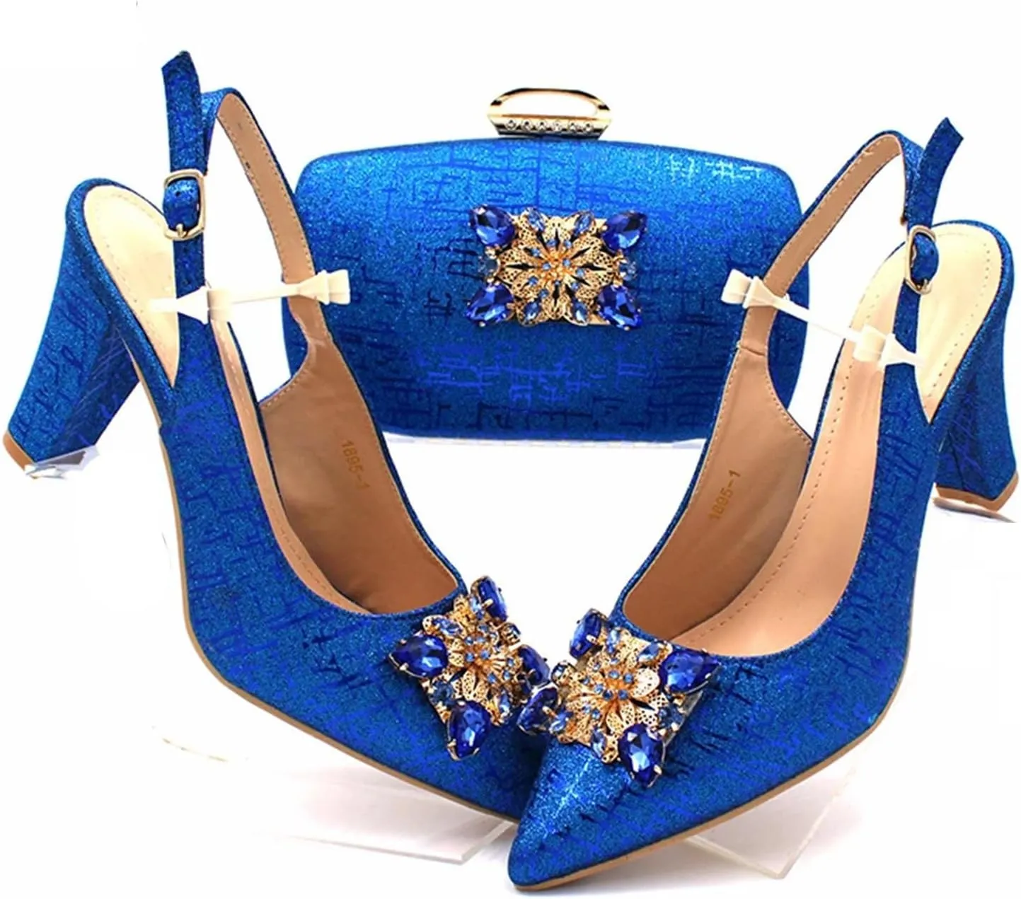 Women’s Elegant Crystal Embellished Wedding Shoes and Clutch Bag Set Luxury Heels for Formal Dinners and Receptions