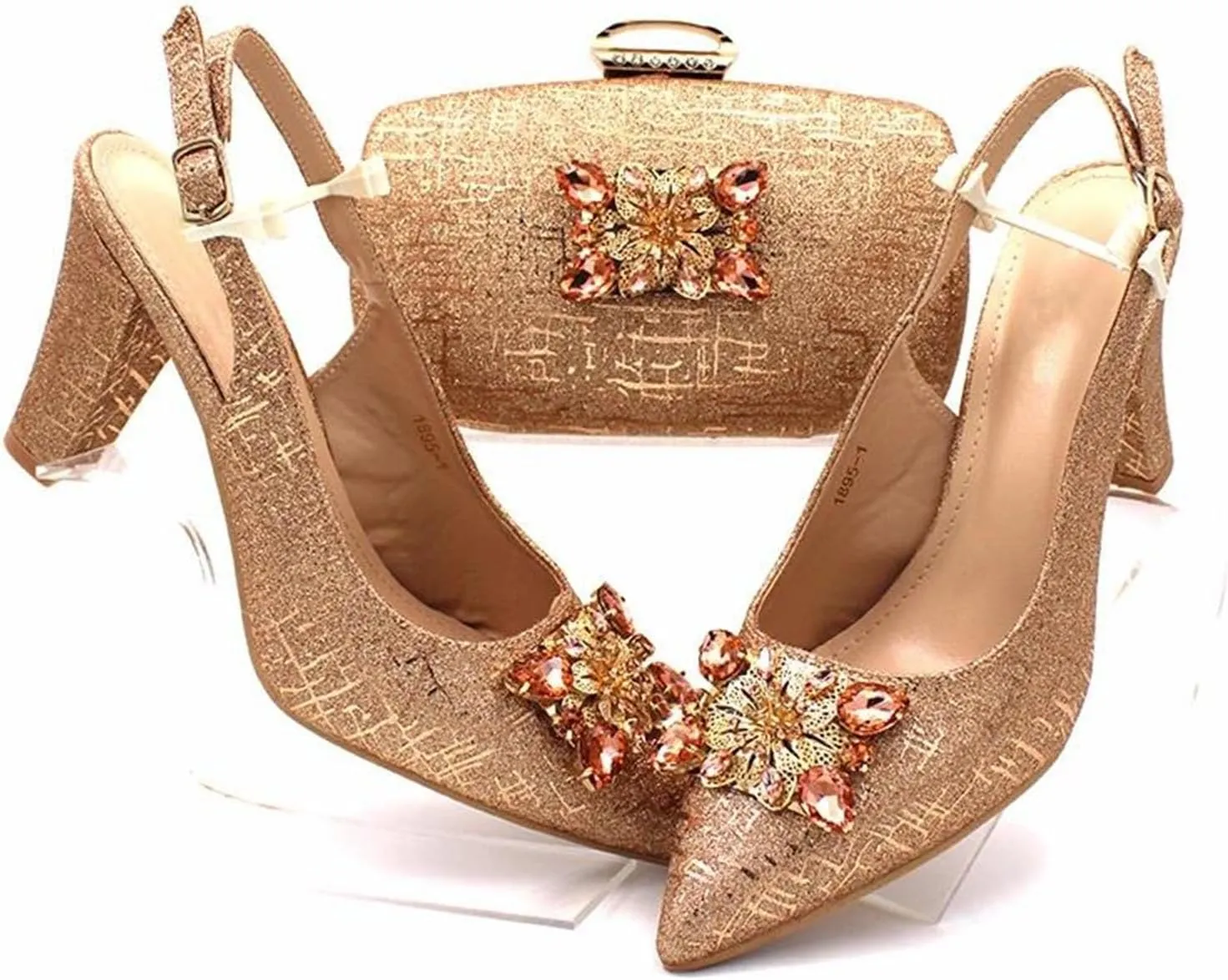 Women’s Elegant Crystal Embellished Wedding Shoes and Clutch Bag Set Luxury Heels for Formal Dinners and Receptions