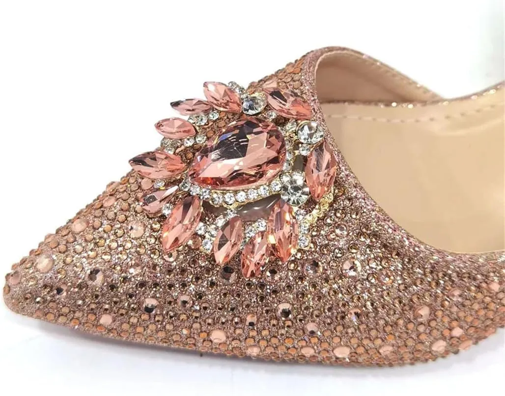Women’S Embellished High Heels and Bag Set for Party Streamline Slingbacks Pumps