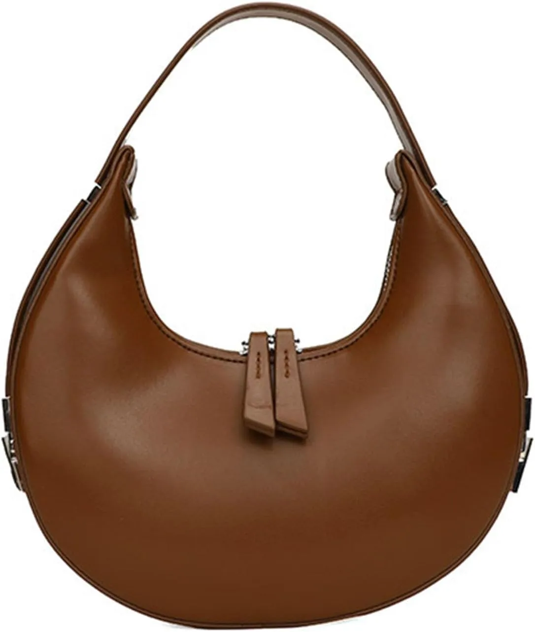 Women's Fashion Crescent Zipper Adjustable Backstrap Shoulder Bag Popular Leather Minimalist Texture Handbag
