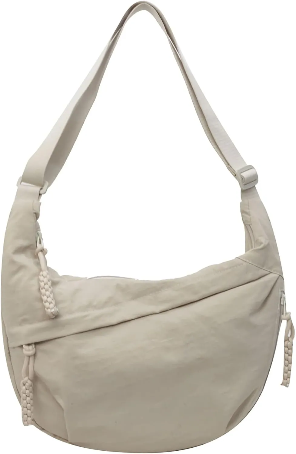 Women's Fashion Plain Color Nylon Crossbody Bag, Lightweight Crescent Over Shoulder Purse, Adjustable Travel Casual Bag