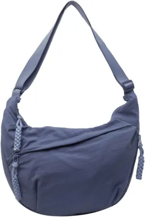 Women's Fashion Plain Color Nylon Crossbody Hobo Bag, Slouchy Sling Bag for Women Men