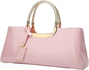 Women's Glossy Patent Vegan Leather Handbag Large Shoulder Tote Bag Ladies Evening Clutch Purse Party Satchel