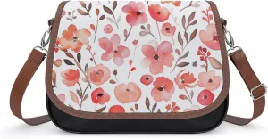 Women's Handbag Peach Flowers Floral Patterns Satchel Bag Leather Crossbody Bag Waterproof Messenger Bag
