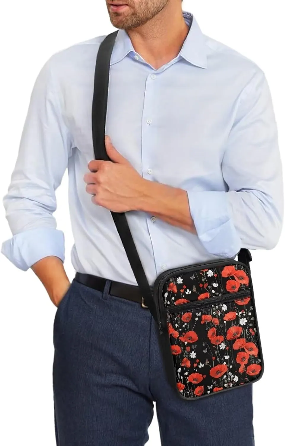 Women's Hibiscus Flower Crossbody Bag, Zip Small Messenger Shoulder Storage Bags