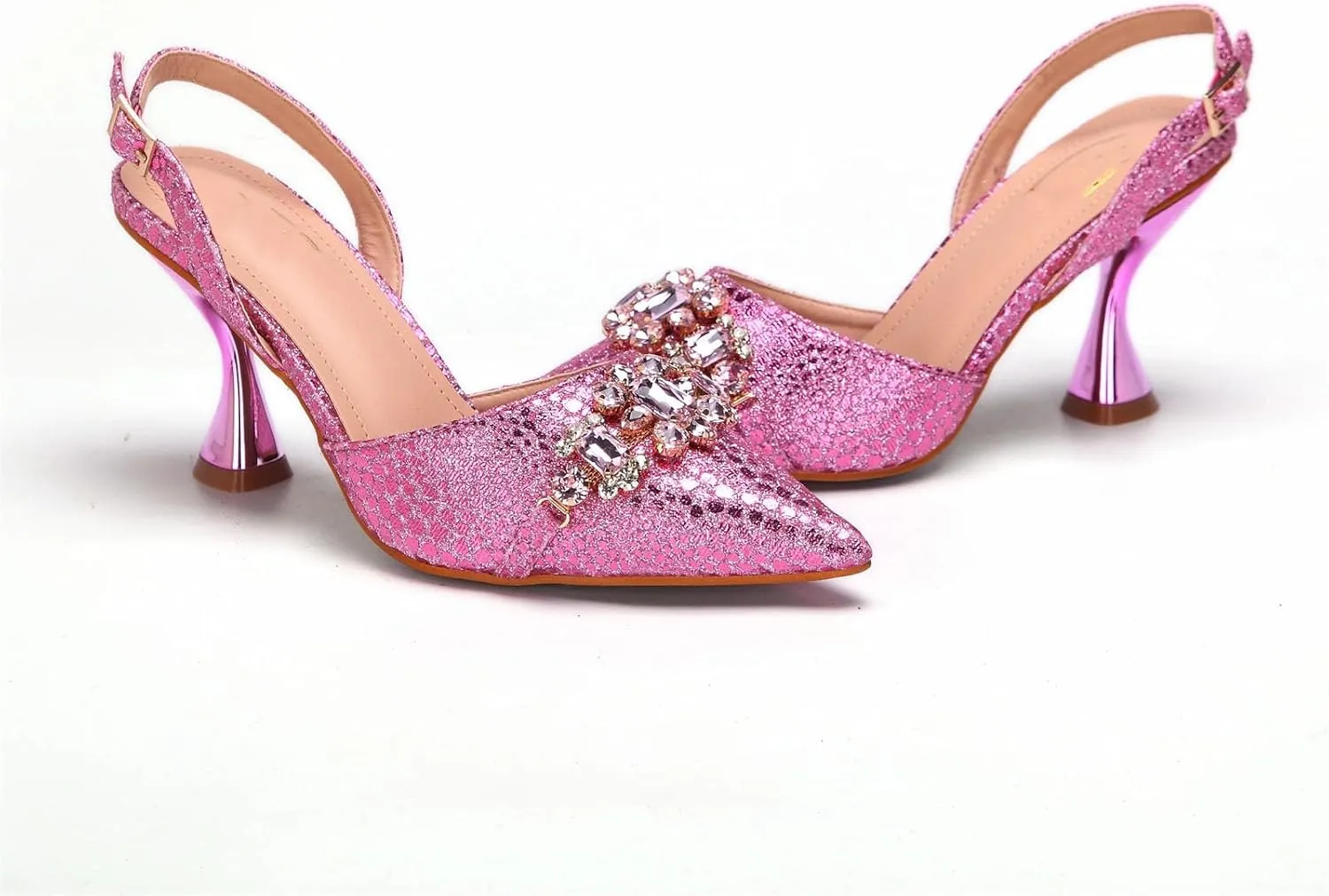 Womens Italian Style Crystal Embellished Evening Shoes and Bag Set Luxury High Heels for Formal Dinners and