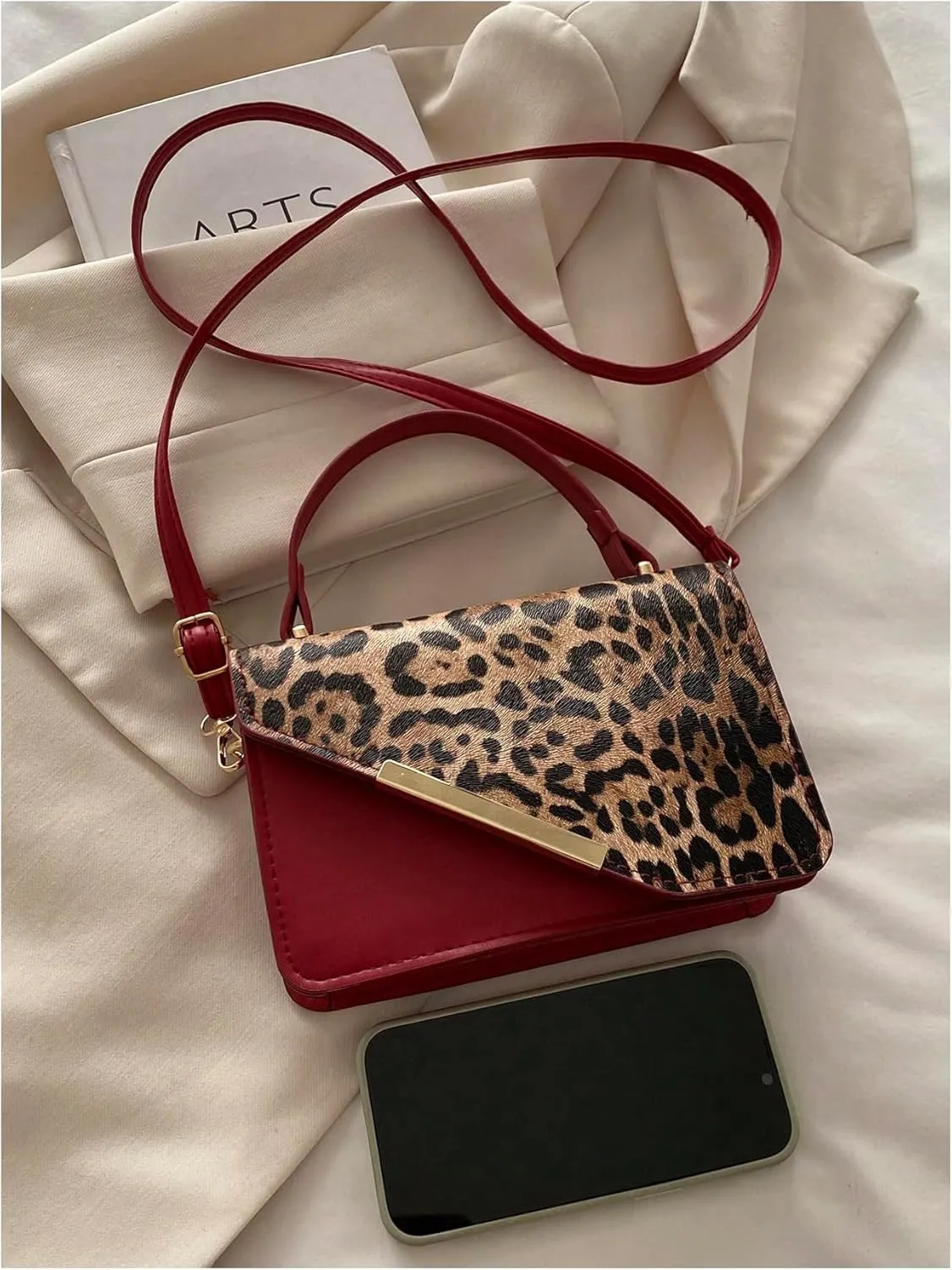 Women's Leopard Flap Squared Shoulder Bags Top Handle Handbags Cheetah Satchel Purse