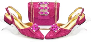 Women’s Luxury Rhinestone Embellished Wedding Shoes and Clutch Bag Set Italian Design Heels for Formal