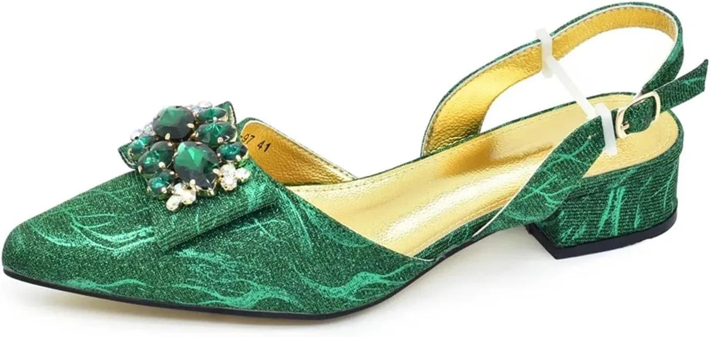 Women’s Luxury Rhinestone Embellished Wedding Shoes and Clutch Bag Set Italian Design Heels for Formal