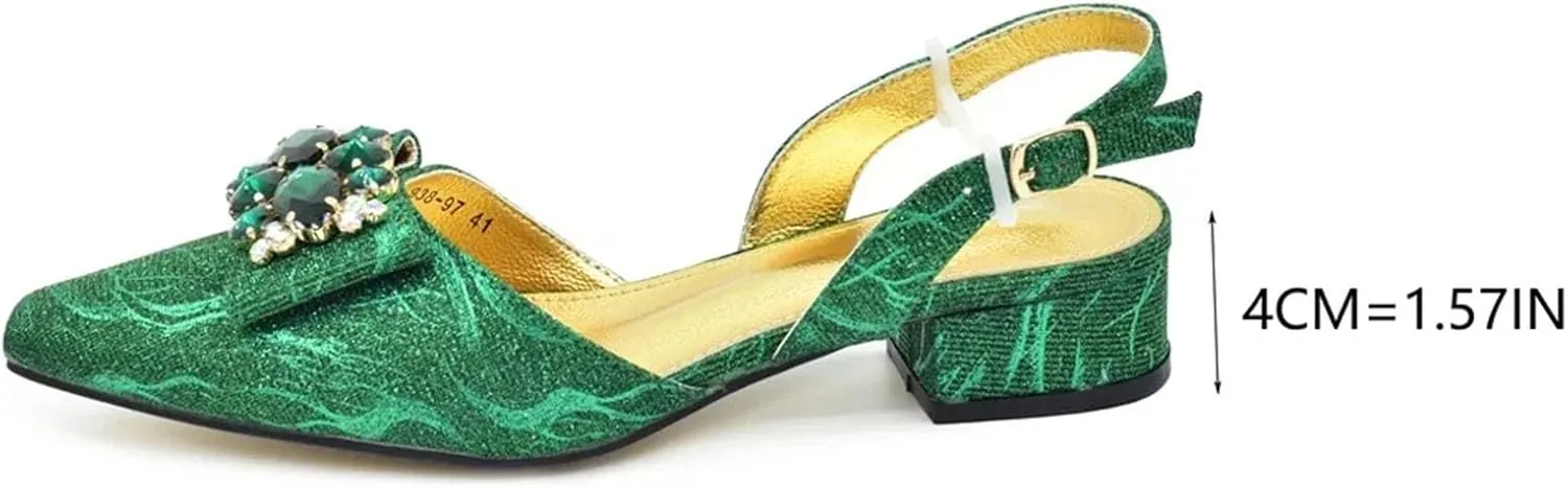 Women’s Luxury Rhinestone Embellished Wedding Shoes and Clutch Bag Set Italian Design Heels for Formal