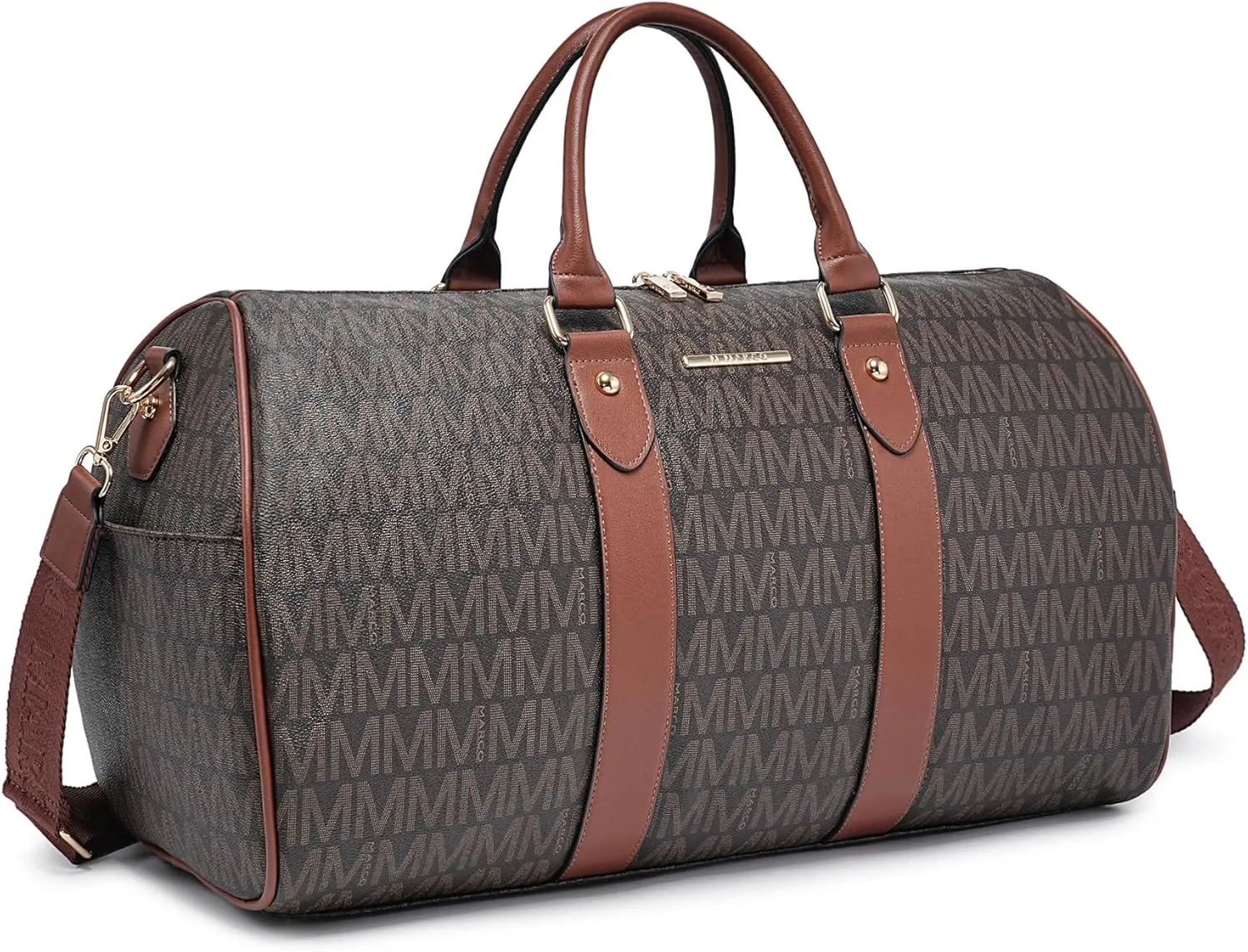 Women's Monogrammed PU Leather Duffel Bag - Scratch-Resistant Waterproof Multi-Pocket Design, Large Capacity Carry-On for Gym Yoga Work Weekender Travel​​