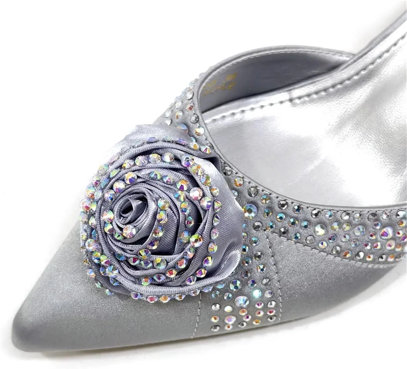 Women’s Nigerian Designer Inspired Wedding Shoes and Shoulder Bag Combo Rhinestone Embellished Heels for