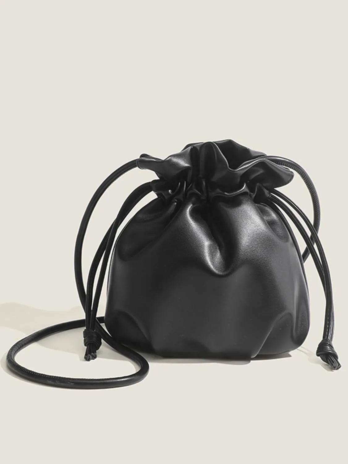 Women's Pleated Clutch Y2K Hobo Bucket Bags Ruched PU Leather Underarm Purse Shoulder Crossbody Handbags With Strap
