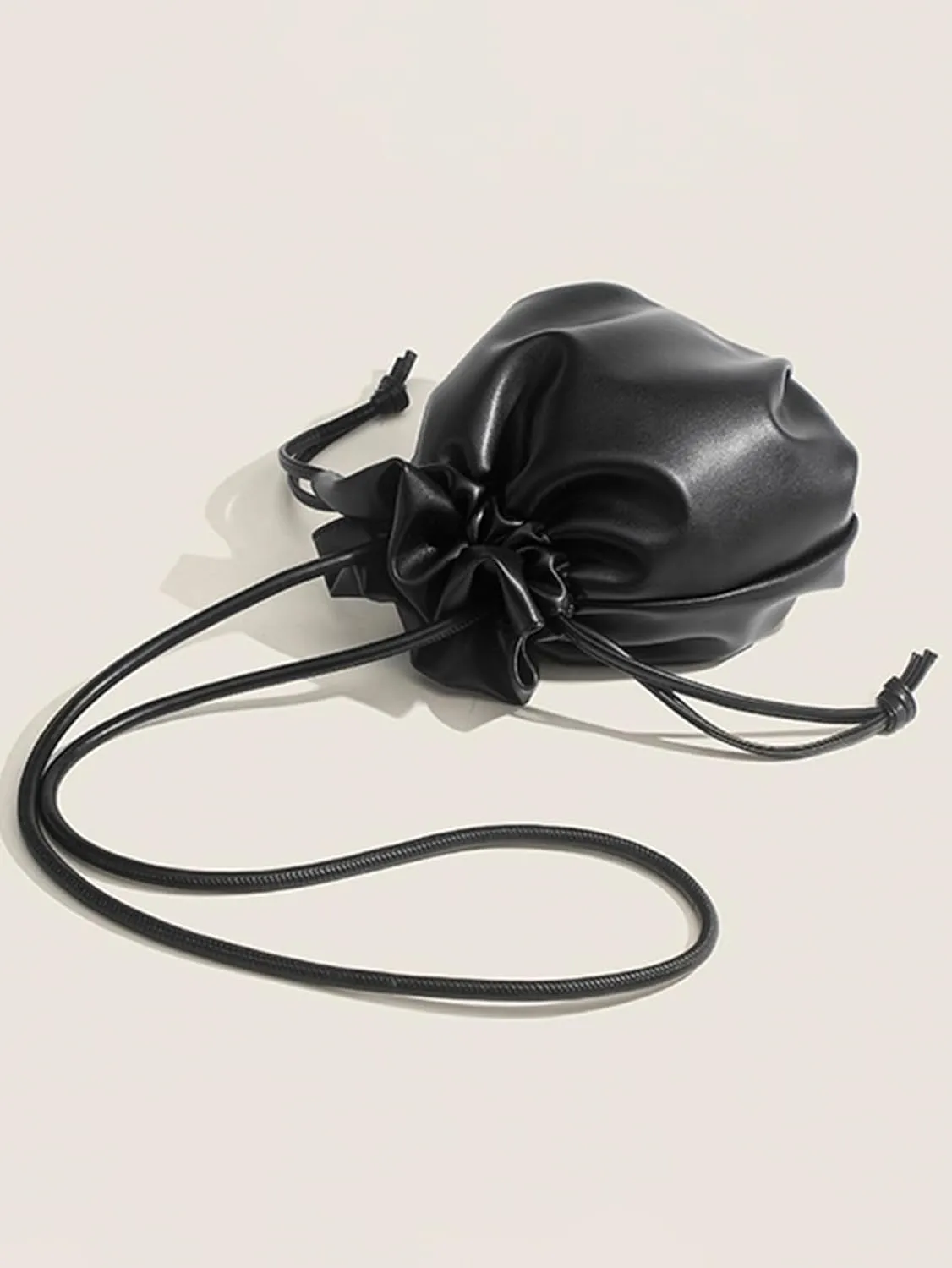 Women's Pleated Clutch Y2K Hobo Bucket Bags Ruched PU Leather Underarm Purse Shoulder Crossbody Handbags With Strap
