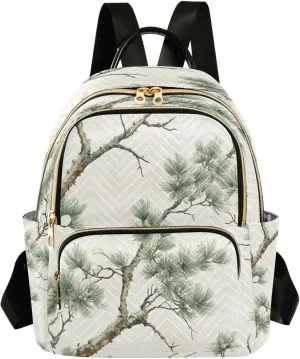Women's Quilted Backpack Purse Coniferous Pine Fashion Backpacks Casual Rucksack, Small