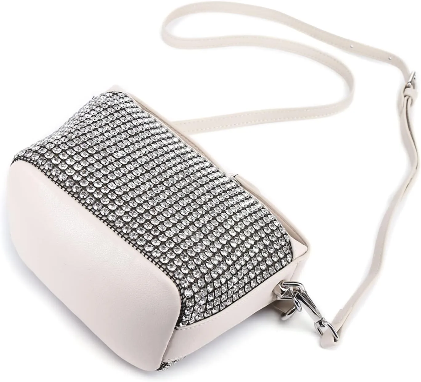 Womens Rhinestone Hobo Shoulder Bag Leather Crossbody Bag Evening Purses