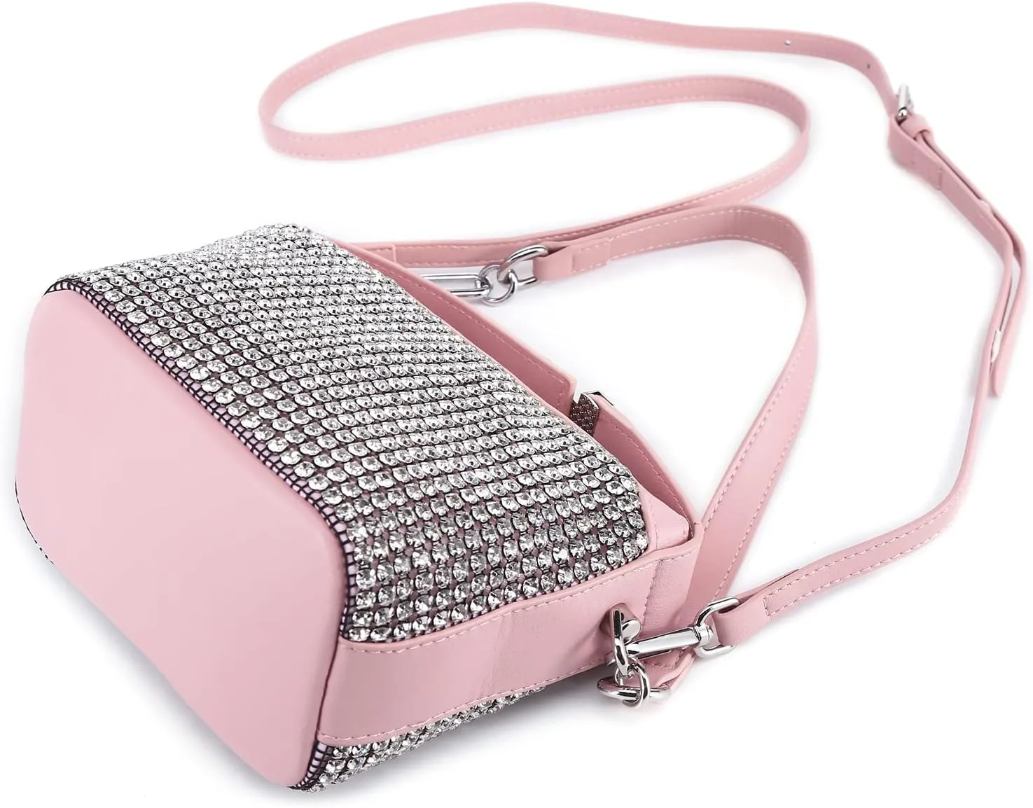 Womens Rhinestone Hobo Shoulder Bag Leather Crossbody Bag Evening Purses
