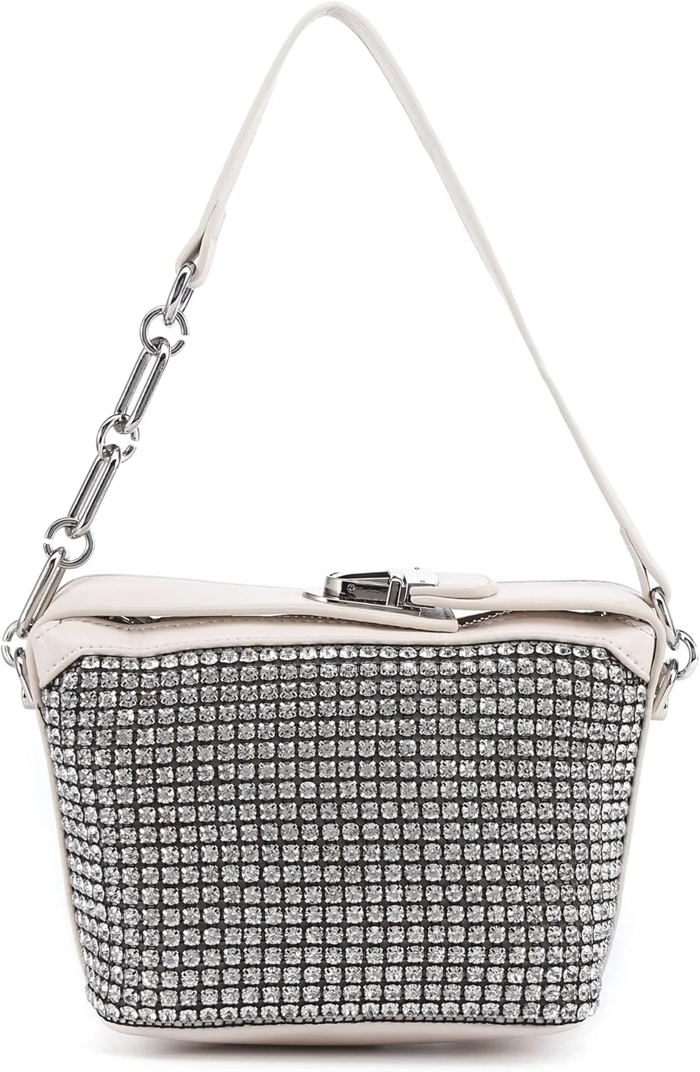 Womens Rhinestone Hobo Shoulder Bag Leather Crossbody Bag Evening Purses