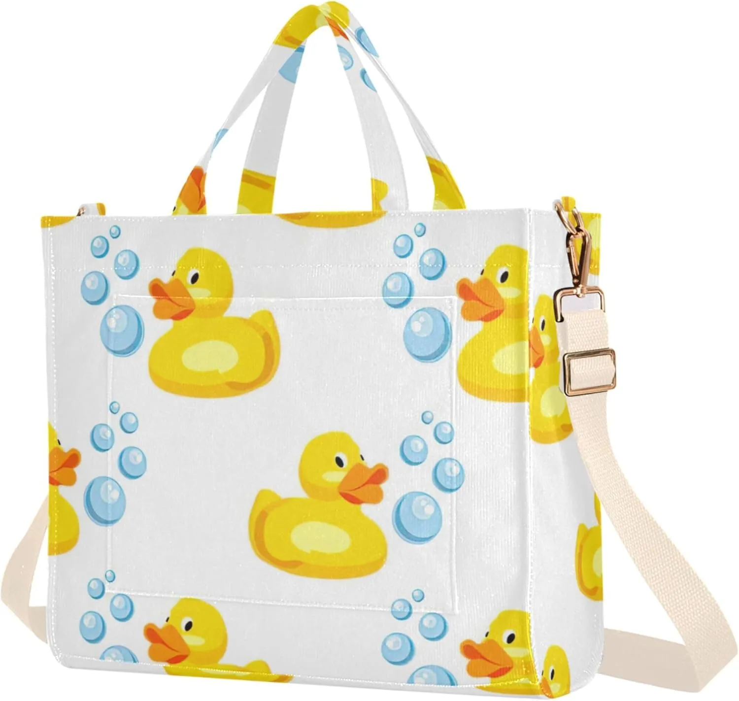 Womens Shoulder Tote Cute Duck White Yellow Beach Travel Tote Teacher Bride Friend Tote Laptop Big Purse Bag