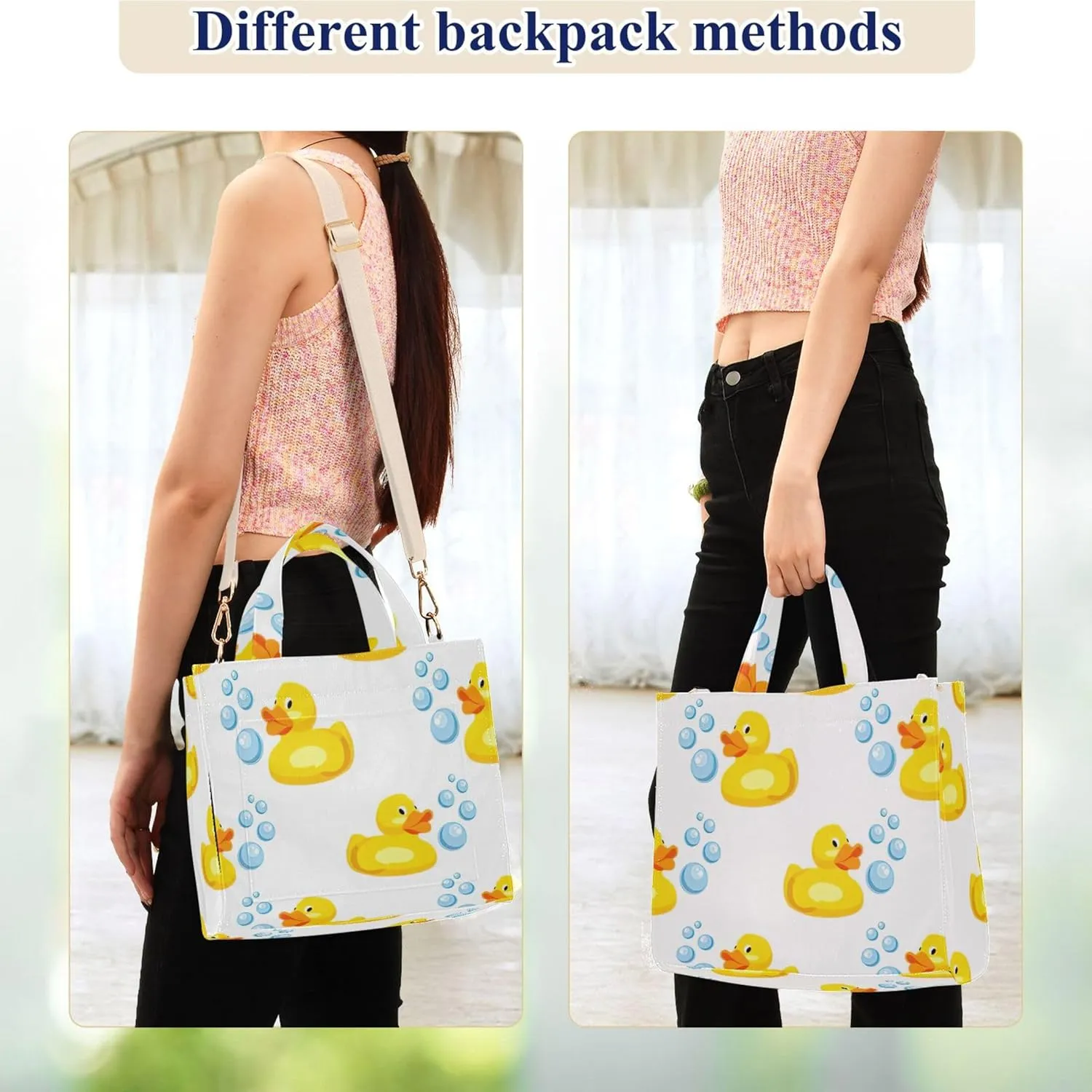Womens Shoulder Tote Cute Duck White Yellow Beach Travel Tote Teacher Bride Friend Tote Laptop Big Purse Bag