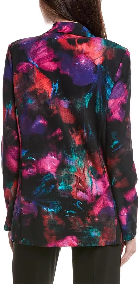 Women's Silky Knit Floral Print Straight Blazer