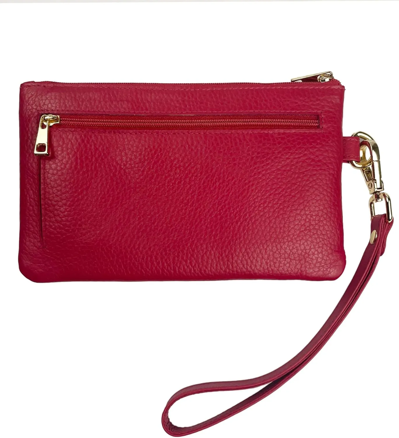 Women's Slim Leather RFID Blocking Wristlet Clutch Wallet Purse with Detachable Wrist Strap - Pebble Grain