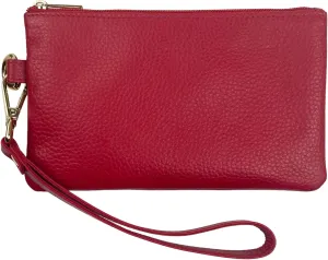 Women's Slim Leather RFID Blocking Wristlet Clutch Wallet Purse with Detachable Wrist Strap - Pebble Grain