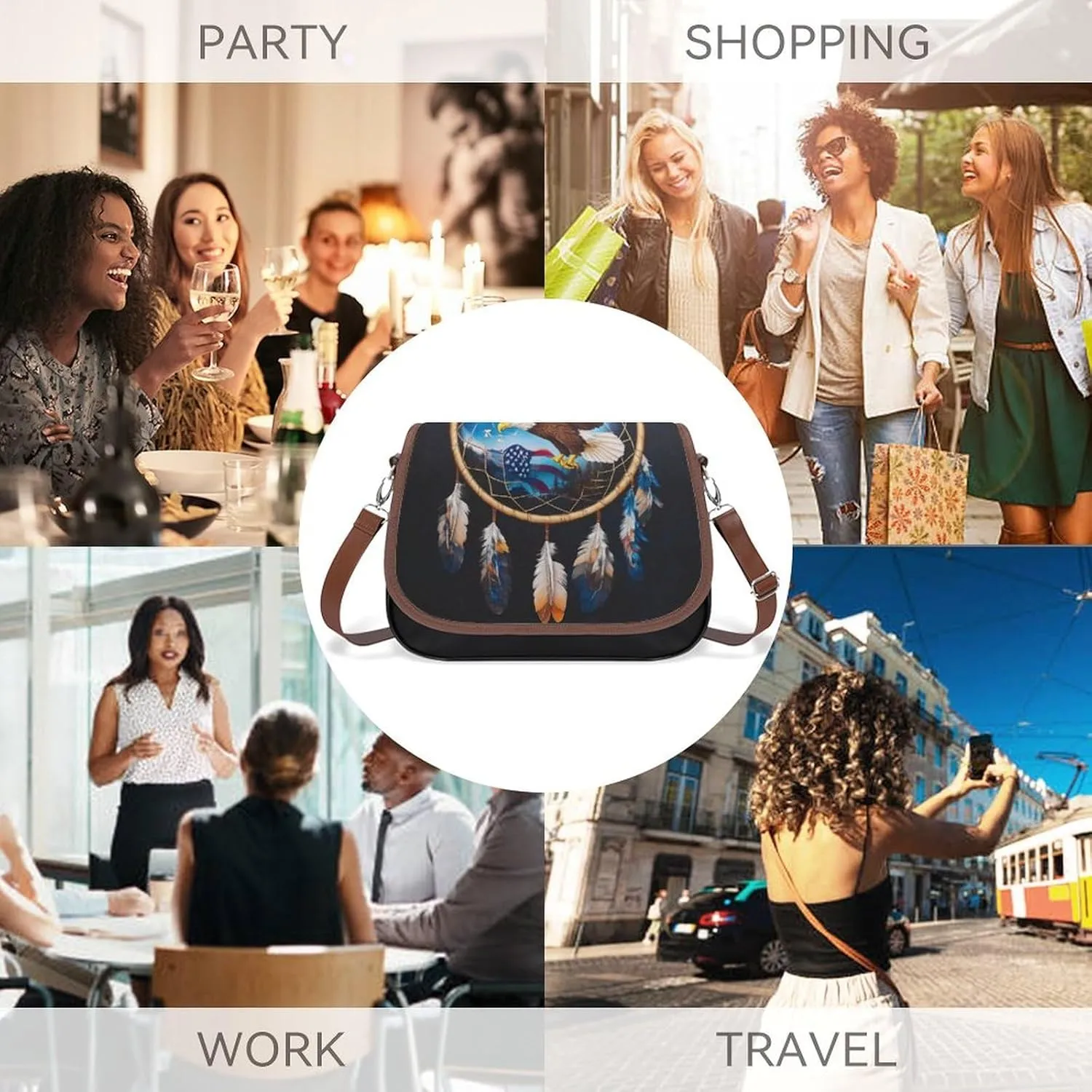 Womens Small Crossbody Purse with Adjustable Strap, Pu Leather Shoulder Bags for Travel Work