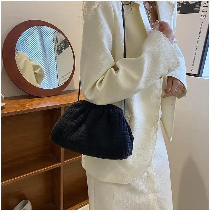 Women's Soft Cloud Bag - Fashion Dumpling One-shoulder Tote - Pleated Pouch Y2K Tote