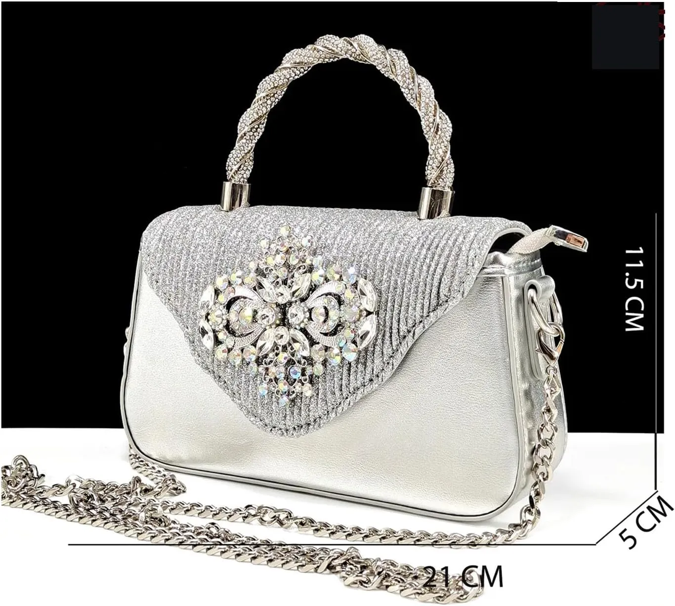 Womens Sparkly Rhinestone Embellished Party Shoes and Clutch Set Italian Design High Heels for Special Occasions