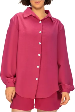 Womens Summer 2 Piece Sets Long Sleeve Button down Shirts Matching Short Sets Beach Soft Vacation Cruise Outfits 2025