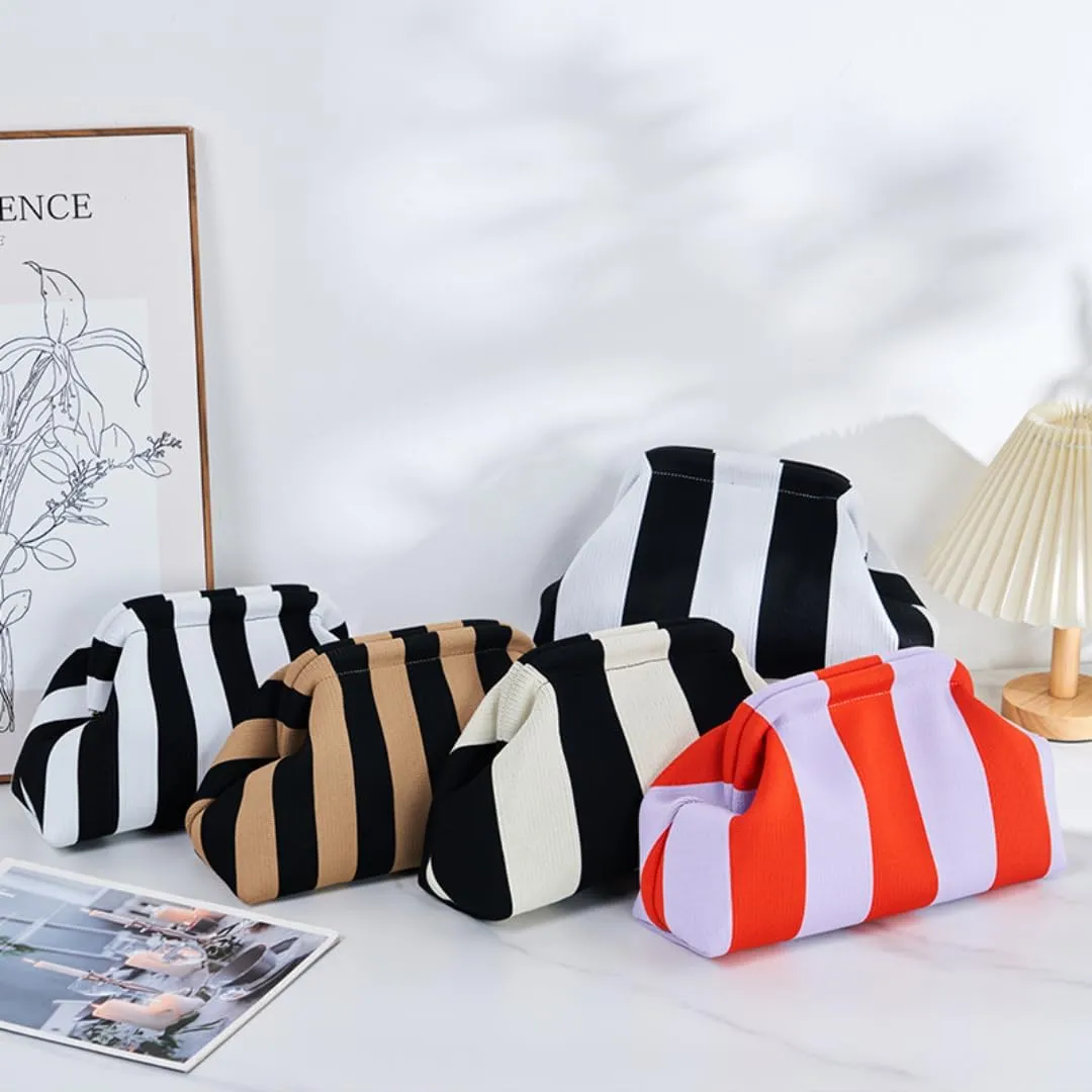 Women's Summer Beach Clutch Purses Colorblock Woven Crochet Handbags Dumpling Clutch Small Purse Casual Womens Clutch