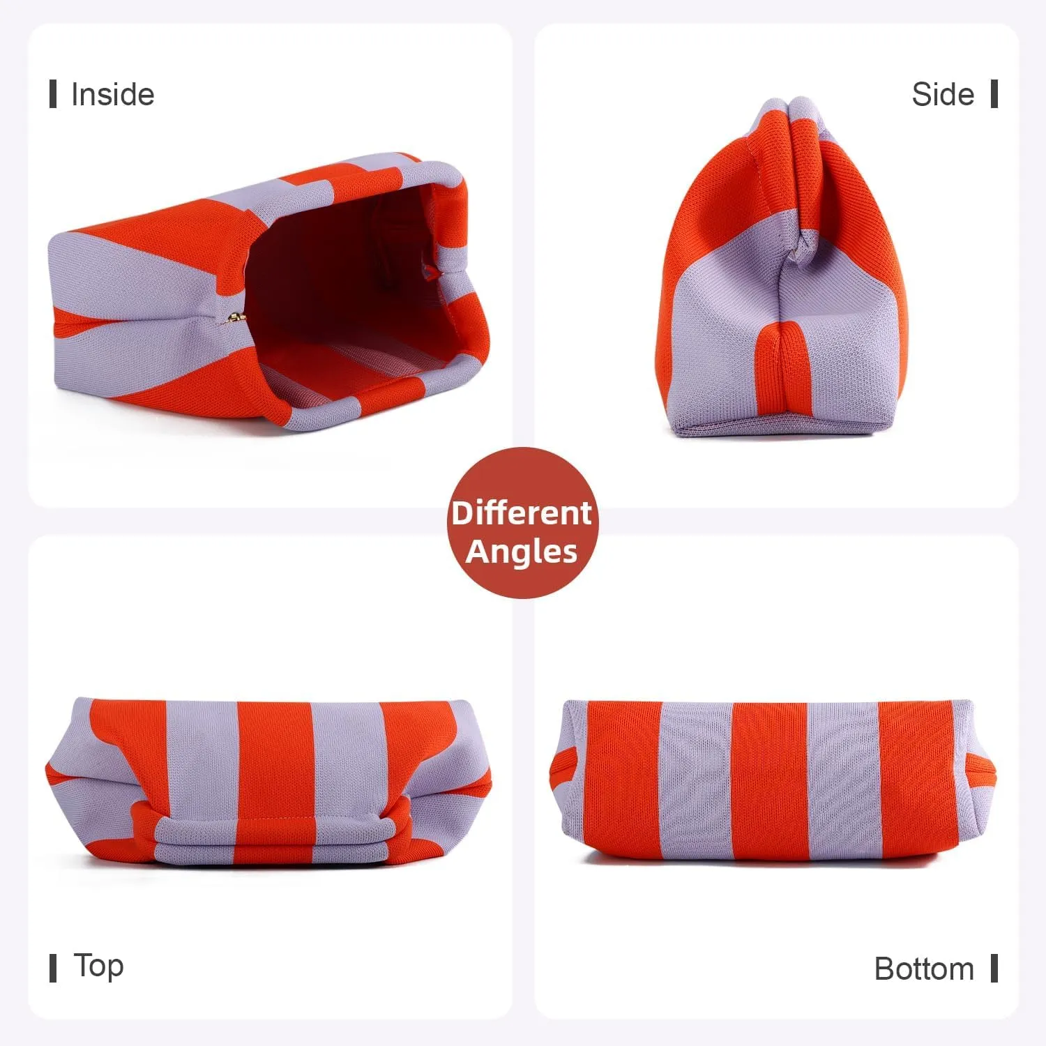Women's Summer Beach Clutch Purses Colorblock Woven Crochet Handbags Dumpling Clutch Small Purse Casual Womens Clutch