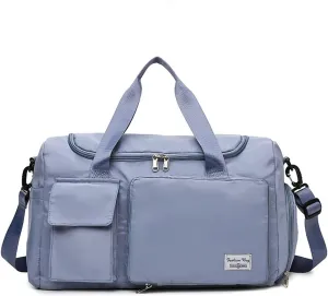 Womens Travel Bag Duffel Bag, Lightweight Double Shoulder Strap&Capacity Sports Tote Gym Bag,Weekender Overnight Bag with Wet Pocket for Women (Azure)