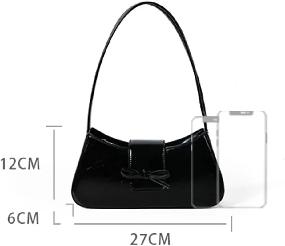Women's Trendy Shoulder Bag PU Leather Y2k Purse Small Totes Handbag Underarm Satchel Clutch with Bow