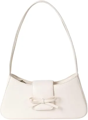 Women's Trendy Shoulder Bag PU Leather Y2k Purse Small Totes Handbag Underarm Satchel Clutch with Bow