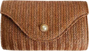 Women’s Trendy Straw Clutch Bag Straw Crossbody Bags For Women Summer Vacation Beach Purse Evening Purse With Pearl