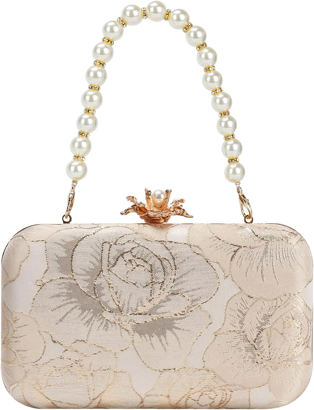 Womens Vintage Floral Embroidery Clutch Evening Handbag Shoulder Bags Purse for Wedding Party Prom
