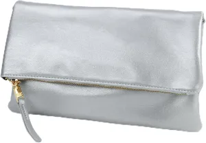 Women's Zipper Foldover Clutch Vegan Leather Envelope Cross body Bag with Chain Strap