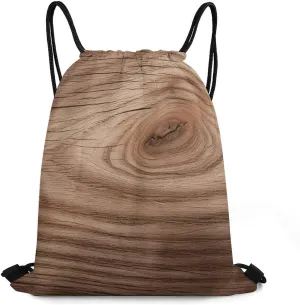 Wood Grain Drawstring Backpacks For Mans And Women Drawstring Waterproof Sport Pack String Cinch Bags For Travelling,Gym